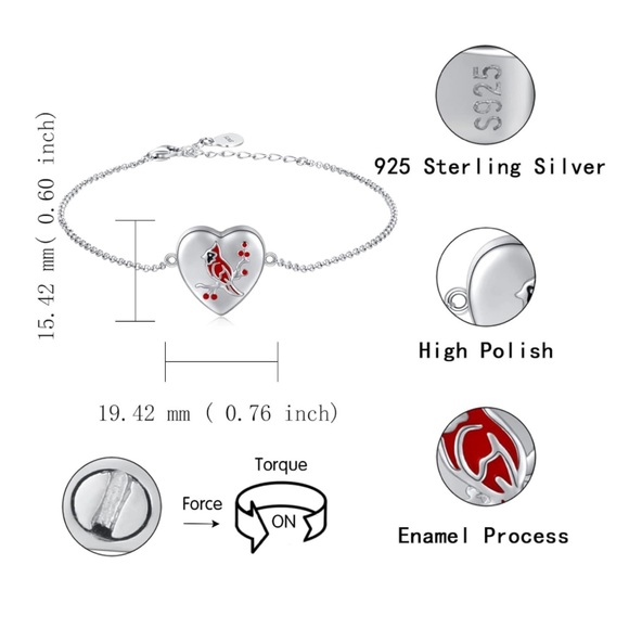 18k Cardinal Necklace or Bracelet Urn Keepsake Loved Ones Memorial Jewelry - Picture 11 of 11